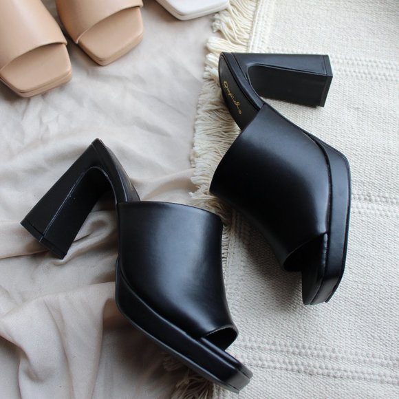 🆕️The Alewya// Black vegan leather block heel platform mule - Picture 8 of 10